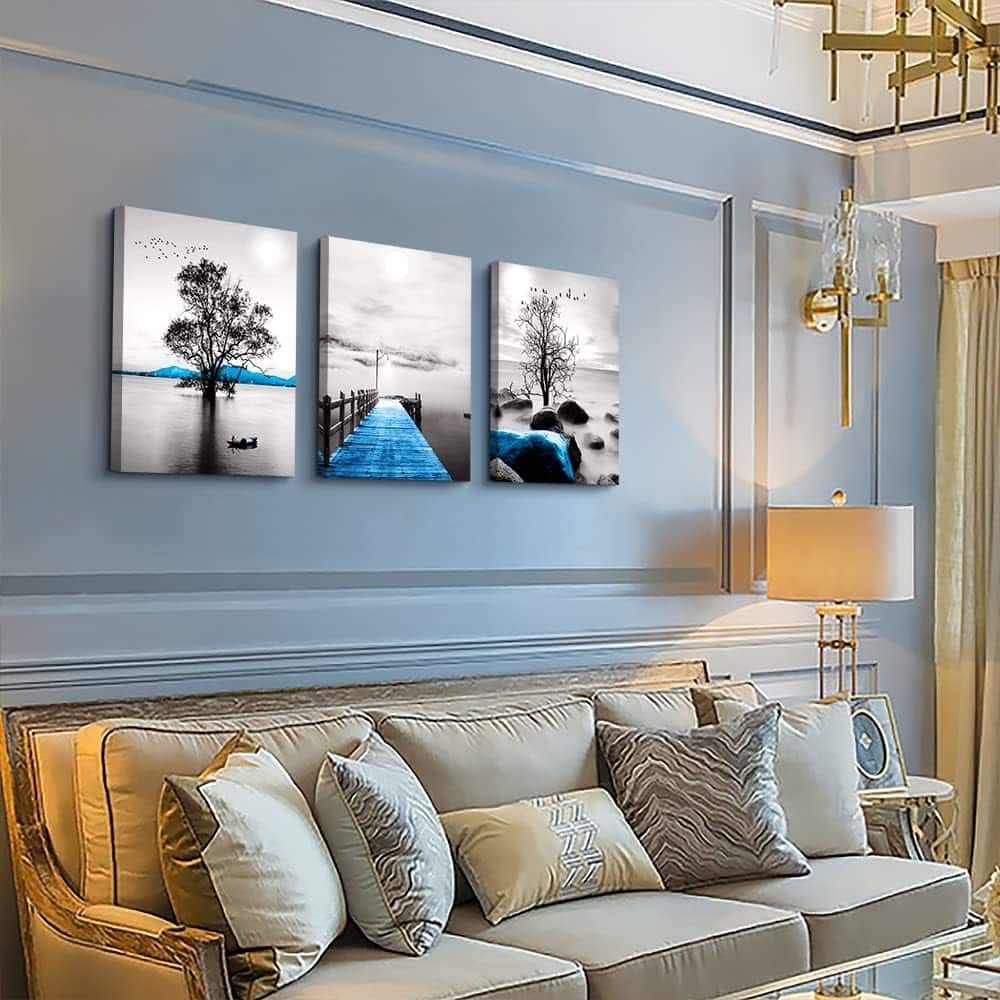 Black And White Ocean Landscape Wall Paintings