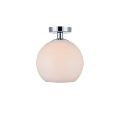 1 Light Flush Mount with 10 inch Frosted White Glass