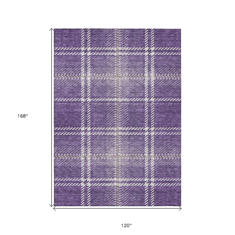 HomeRoots Plaid Transitional Rectangle Outdoor Rug