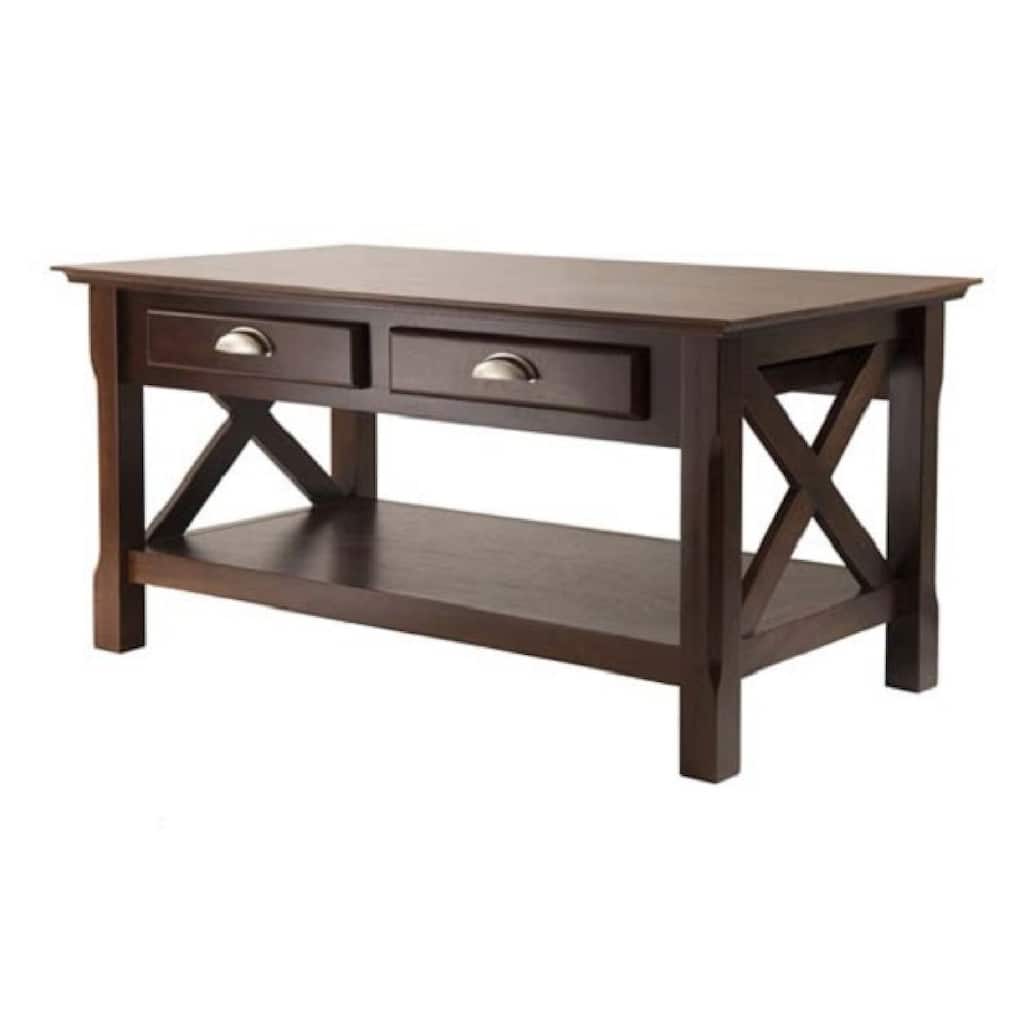37" cappuccino brown xola wooden coffee table