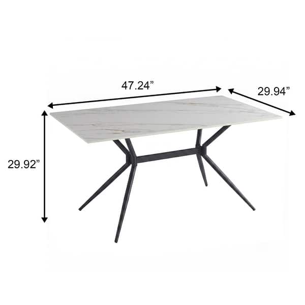 dimension image slide 15 of 20, Elega Modern Sintered Stone Dining Table Modern Trestle Base Powder-Coated Steel Frame Kitchen Table - 47"-71"