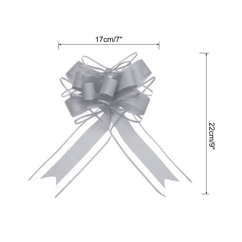 20pcs 9" Large Pull Bow Gift Wrapping Big Organza Bows Ribbon - Grey