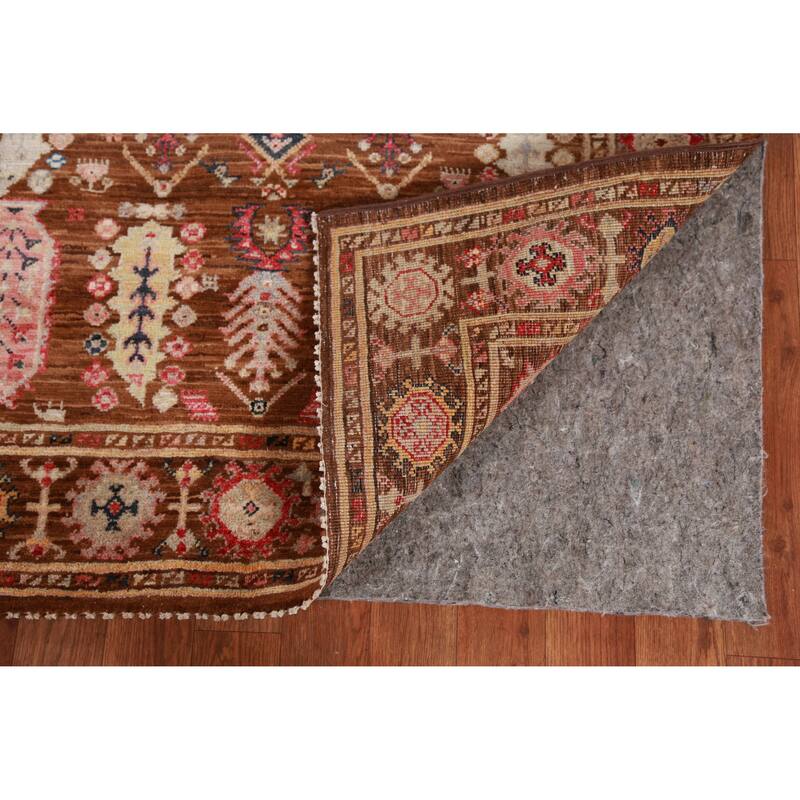 Hand Knotted Oriental 100% Wool Carpet Transitional Geometric Brown Oushak Area Rug - 4' 10'' X 3' 5''