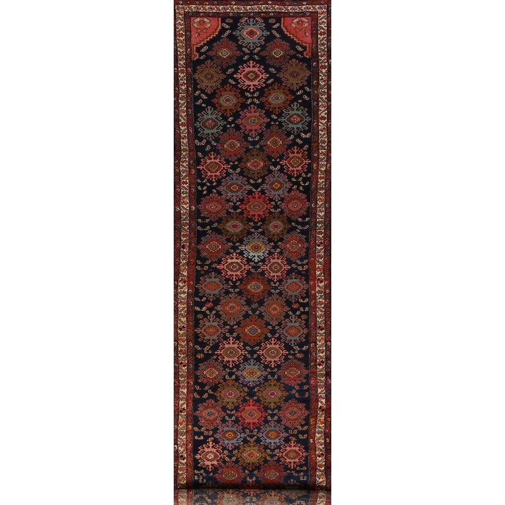 Malayer Minakhani Persian Vintage Runner Rug Handmade Wool Carpet - 3'4" x 16'7"