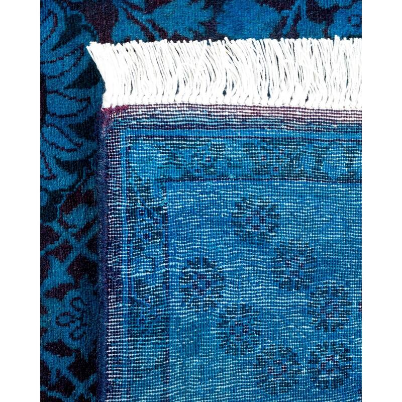 Overton Hand Knotted Wool Vintage Inspired Modern Contemporary Overdyed Blue Area Rug - 3' 2" x 5' 2"