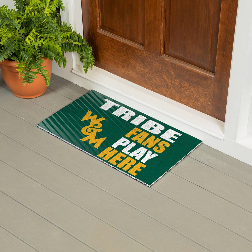 28 in. x 16 in. William & Mary "Fans Play Here" PVC Door Mat