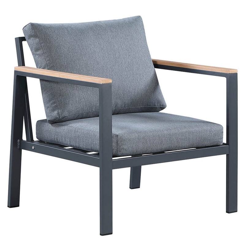 4-Piece Outdoor Teak Patio Sofa Set with Cushions,Grey