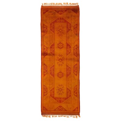 ECARPETGALLERY Hand-knotted Color Transition Gold Wool Rug - 2'7 x 6'10