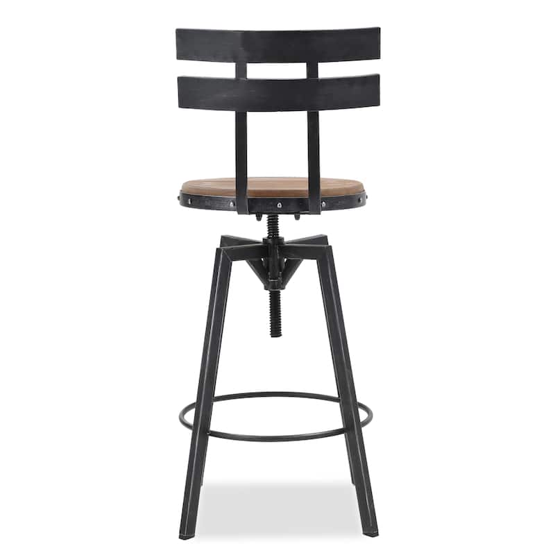 Metal barstool with wooden seat
