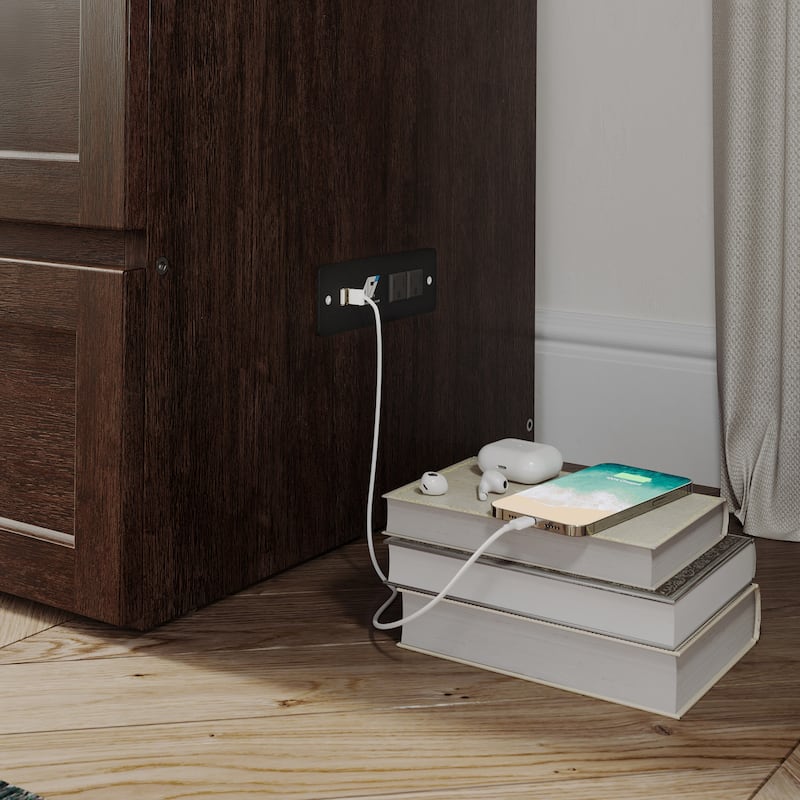 AFI Northfield Murphy Bed Chest with 6" Mattress, Storage Drawer & Built-In Charger