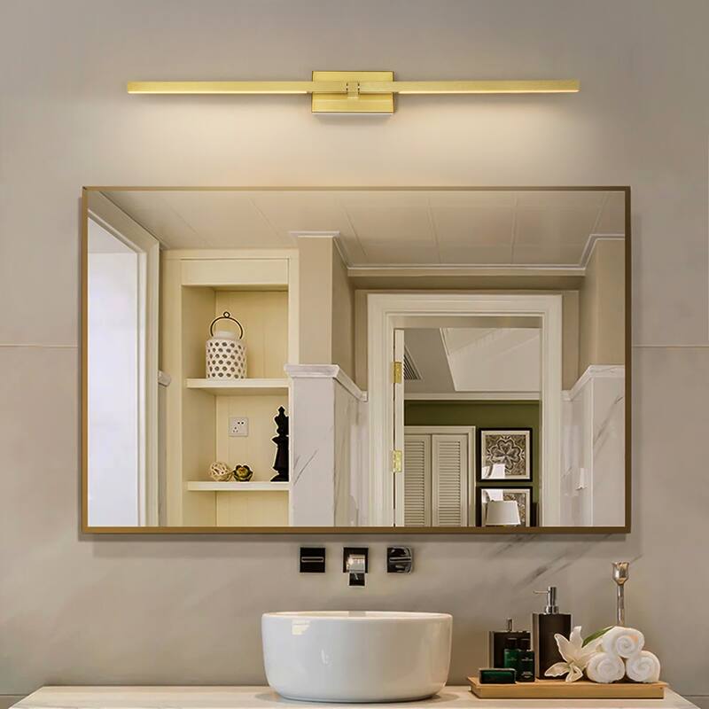 25" Modern Black/Gold LED Wall Sconce - 12W 3000K Warm Light, Linear Fixture for Bedroom & Hallway