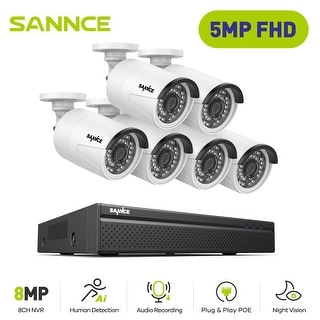 SANNCE 8CH 5MP PoE Home Security Camera System, 6Pcs Wired 5MP Cameras ...