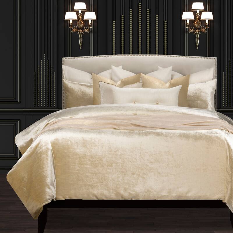 Golden Hours Luxury Gold Velvet Supreme Duvet Cover and Insert Set - California King - Gold