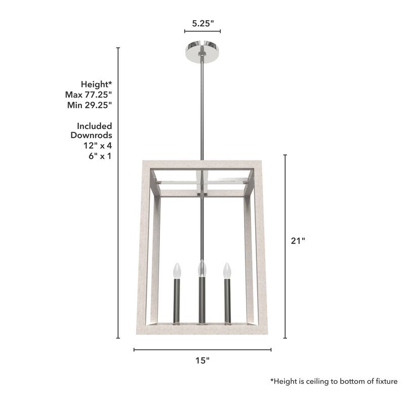 Hunter Squire Manor 15" 4-Light Pendant - Island, Dining Room, Entry - Modern Farmhouse, Transitional, Candle, Caged