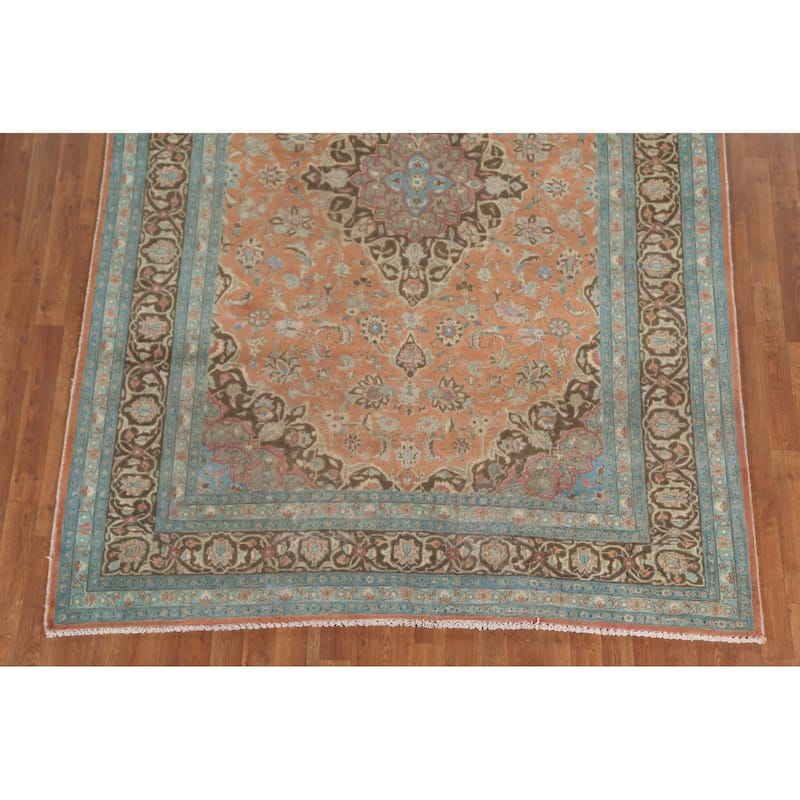 Over-Dyed Mashad Persian Vintage Area Rug Hand-Knotted Wool Carpet - 6'4"x 9'5"