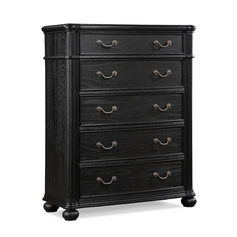 Aliana 3 Piece Black Modern Contemporary Solid Wood, Veneers Fabric Upholstered Bedroom Set