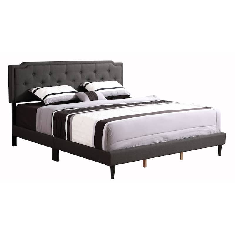 Full Size Fabric Tufted Platform Bed with Adjustable Headboard (All-in-One Box)