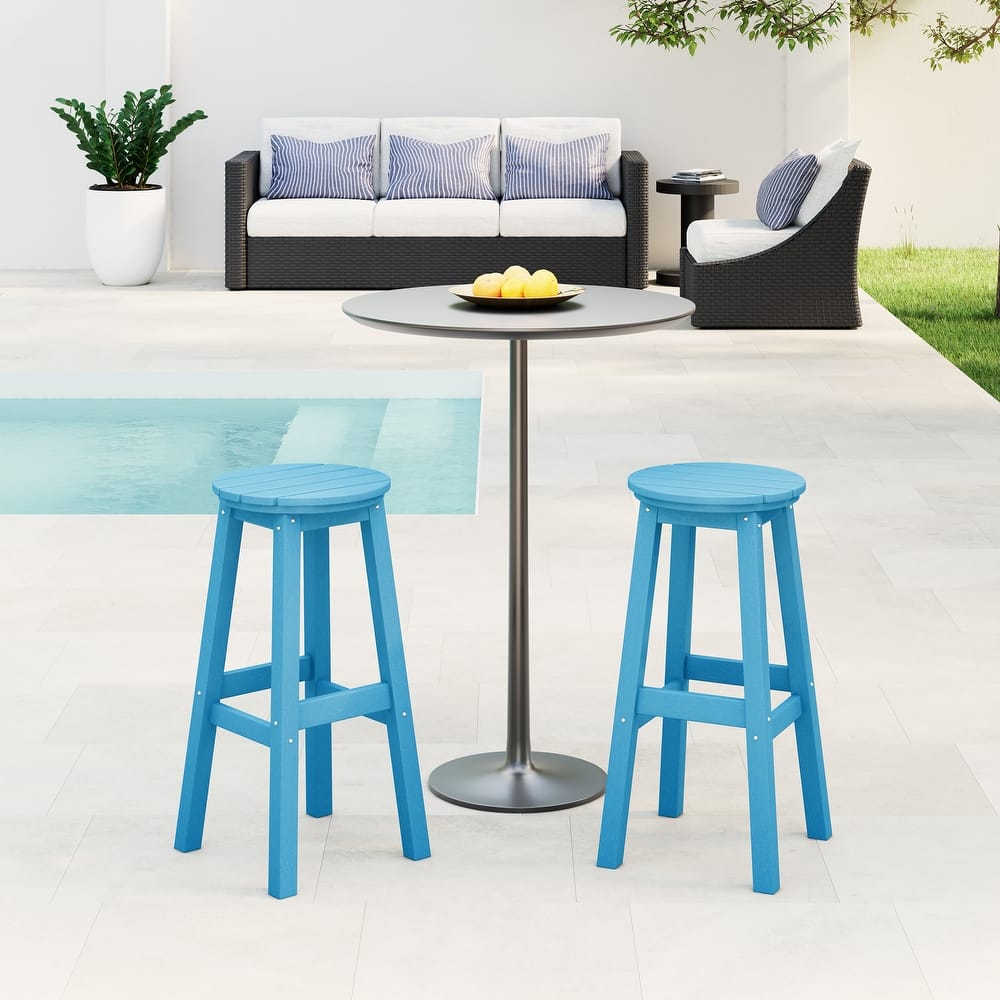 Laguna Hdpe All Weather Outdoor Patio 29" Round Bar Stool (Set Of 2)