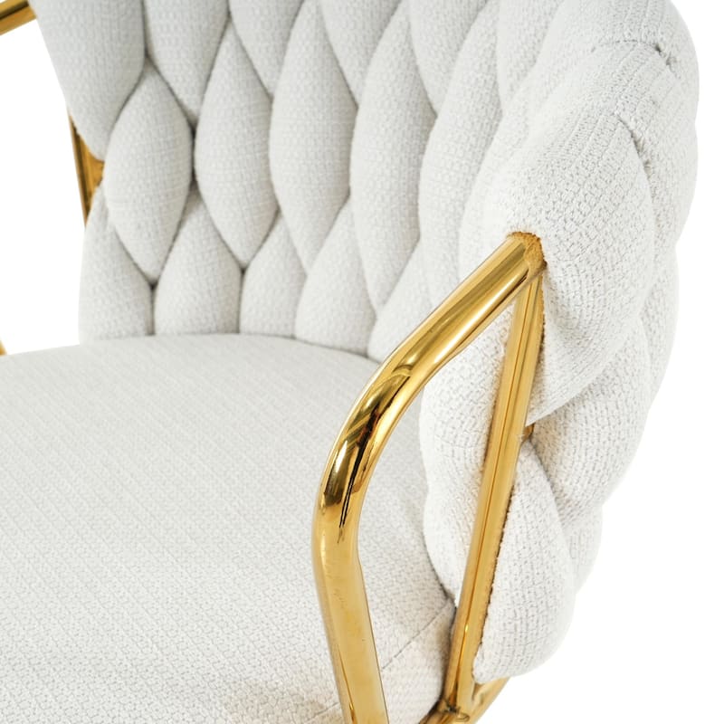 Contemporary Linen Bar Chair with Gold-Plated Legs (Set of 2)