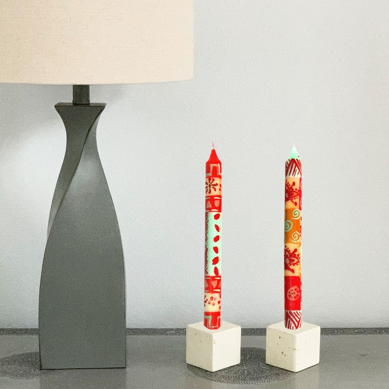 Hand Painted Candles in "Owoduni" Design (pair of tapers)