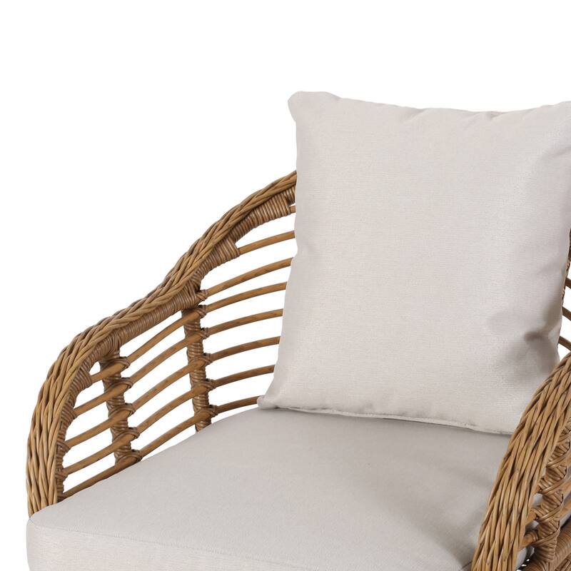 Chadbourne Indoor Modern Boho Wicker Chat Set with Side Table by Christopher Knight Home