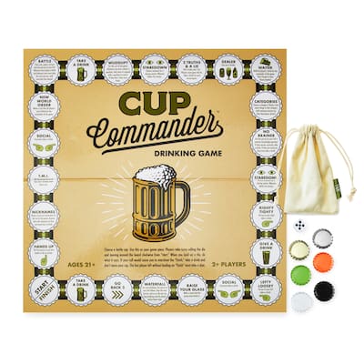 Foster & Rye Cup Commander Drinking Game, Party Favors, Bottle Cap Board Games