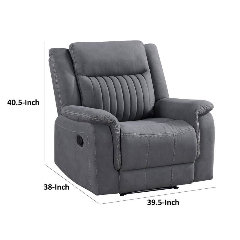 Lenny Manual Reclining Chair, Gray Microfiber, Foam Cushioning