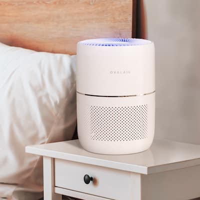 OVAL AIR 3-Stage H13 Smart True HEPA Desk Air Purifier for Rooms up to 150 sq. ft. reduces Allergies, Asthma, Pets, Odor, White