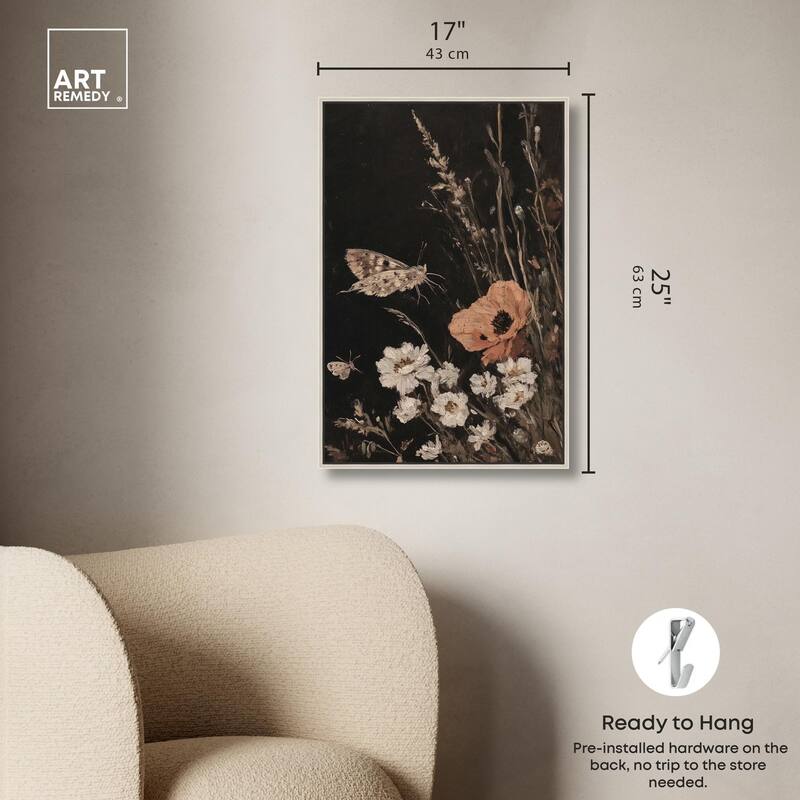 Poppy and Moth II Canvas by Art Remedy