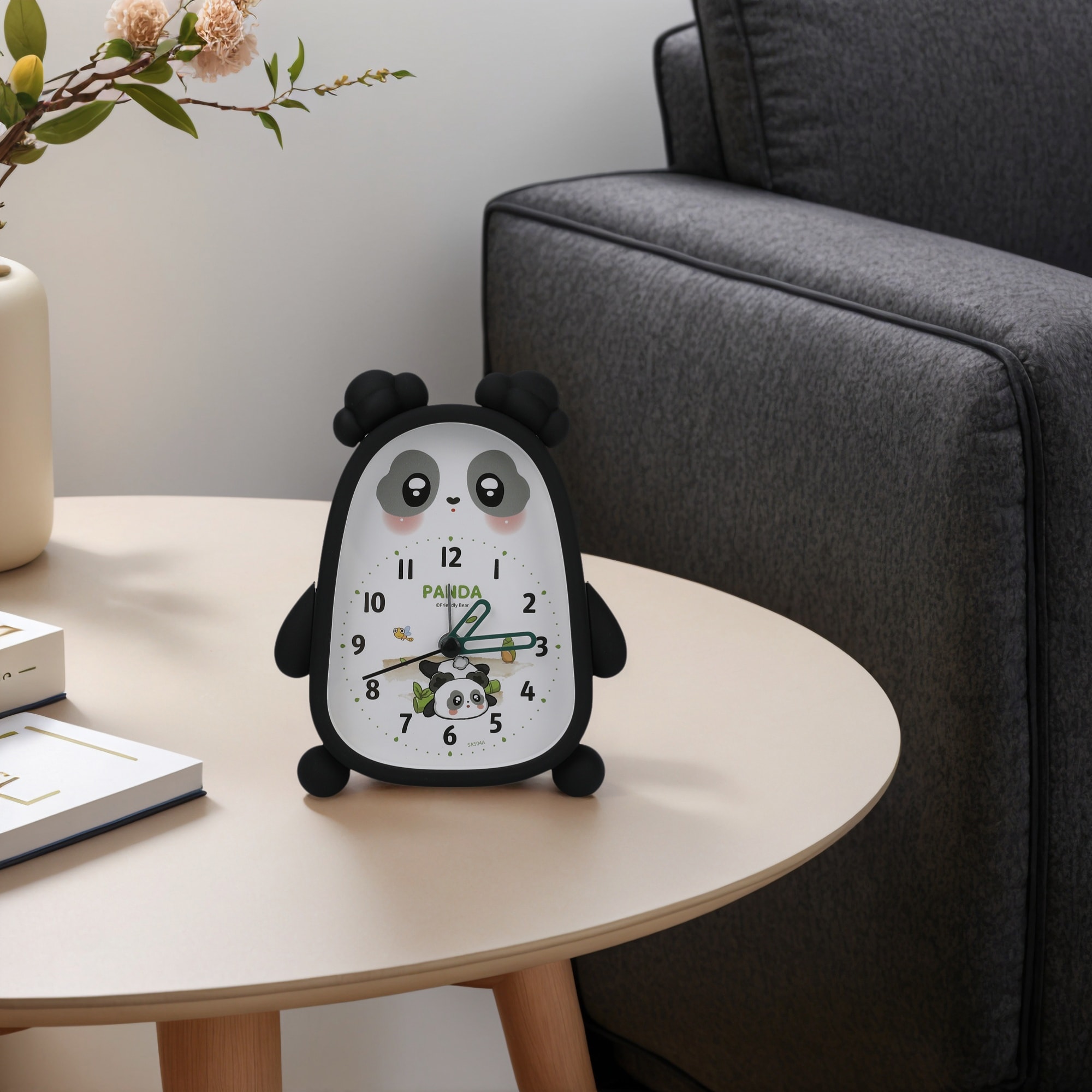 Cute Alarm Clock, Lovely 3D Panda-Shaped, Silent Non-Tick, Durable Material for Bedroom 4.1"Lx1.6"Wx5.5"H