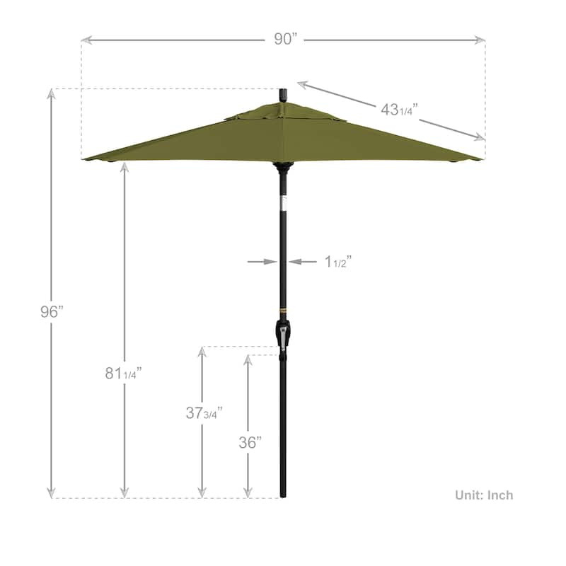 California Umbrella 7.5' Round Crank Lift Push Button Tilt Black Aluminum Patio Umbrella with Pacifica Pacific Blue Fabric