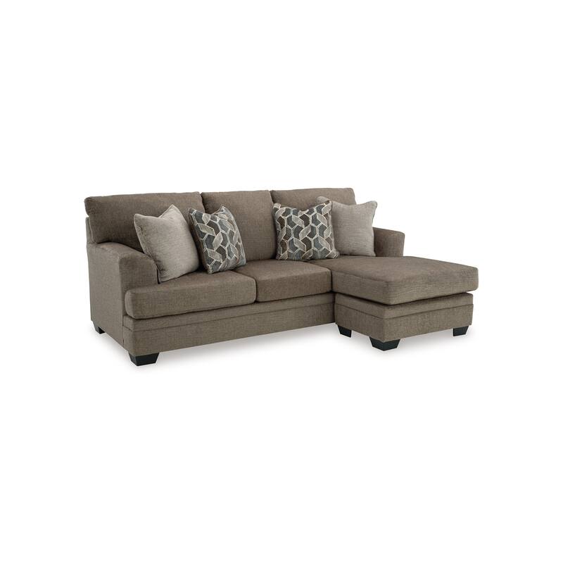 Ead L Sofa Chaise Sectional w Pillows, Nutmeg Brown Polyester 92 Inch