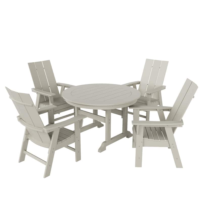 Shoreside 5-Piece Square Poly Eco-Friendly All Weather Outdoor Dining Set with Armchairs