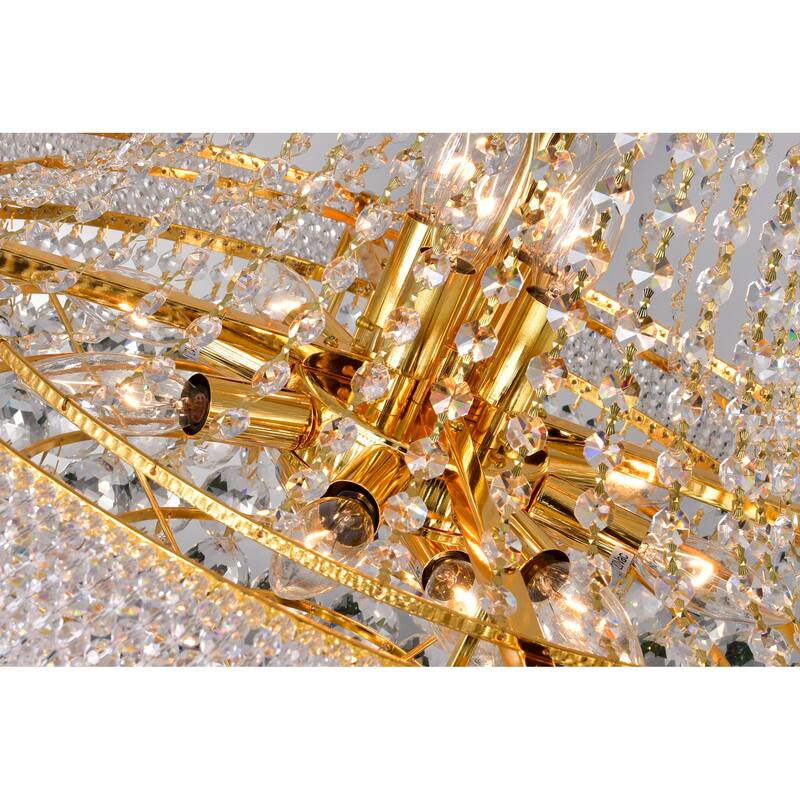 Empire 17 Light 24in Gold Down Chandelier with Crystals