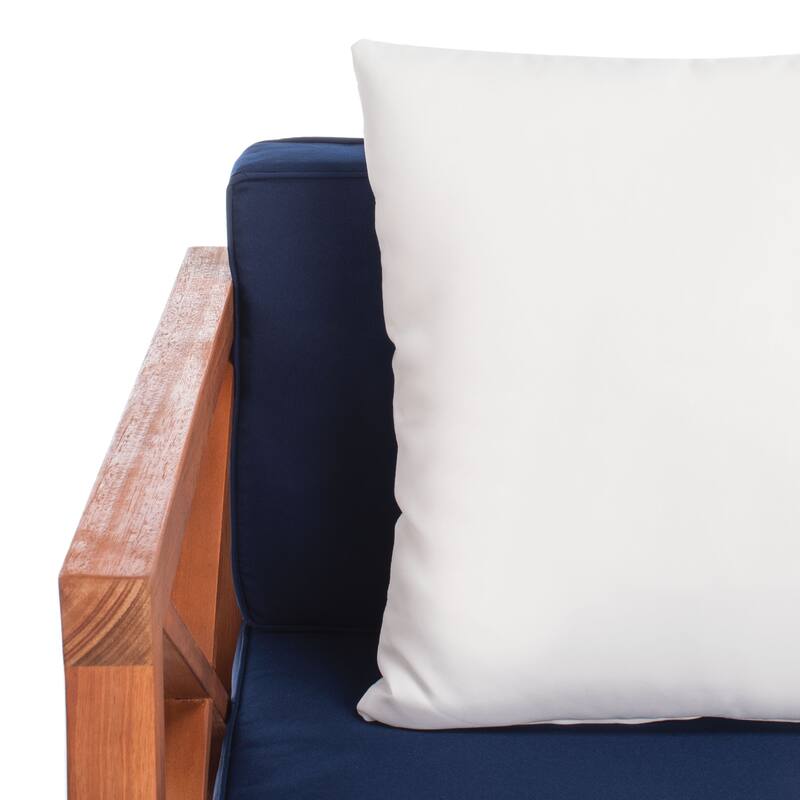 SAFAVIEH Outdoor Dafne 4-Piece Conversation Patio Set with Accent Pillow - 50W x 26D x 25H