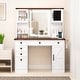 preview thumbnail 9 of 7, Gymax Farmhouse Vanity Desk w/ Lighted Mirror Makeup Vanity Table w/ 3