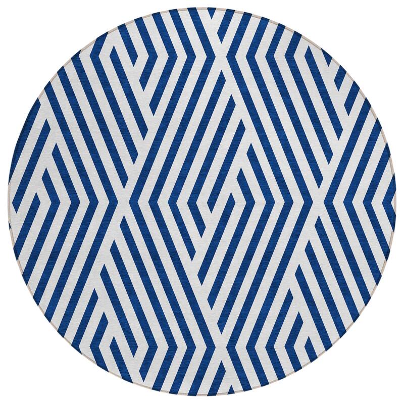 Machine Washable Indoor/ Outdoor Modern Diamonds Chantille Rug