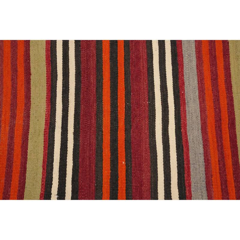 Hand Woven Oriental 100% Wool Carpet Southwestern Tribal Multi-Colored Kilim Area Rug - 11' 5'' X 5' 1''