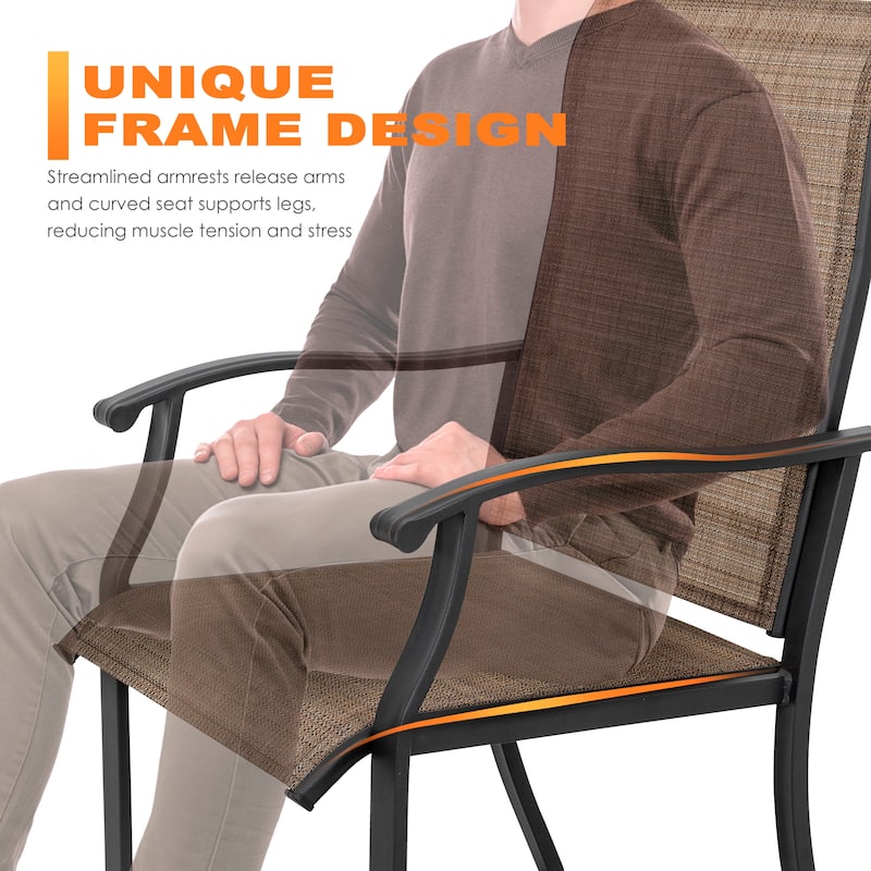 Outdoor 7-Piece Dining Set, Textilene Fabric, Powder-coated Iron Frame