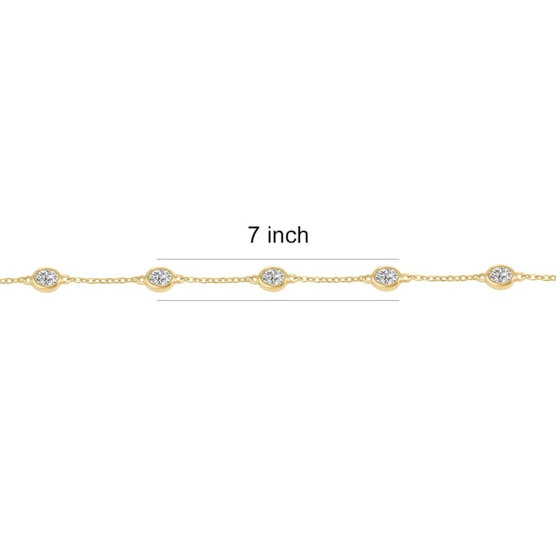 Marquee 3/4 Carat TW Bezel Set Lab Grown Diamond Station Bracelet in 14K Yellow Gold