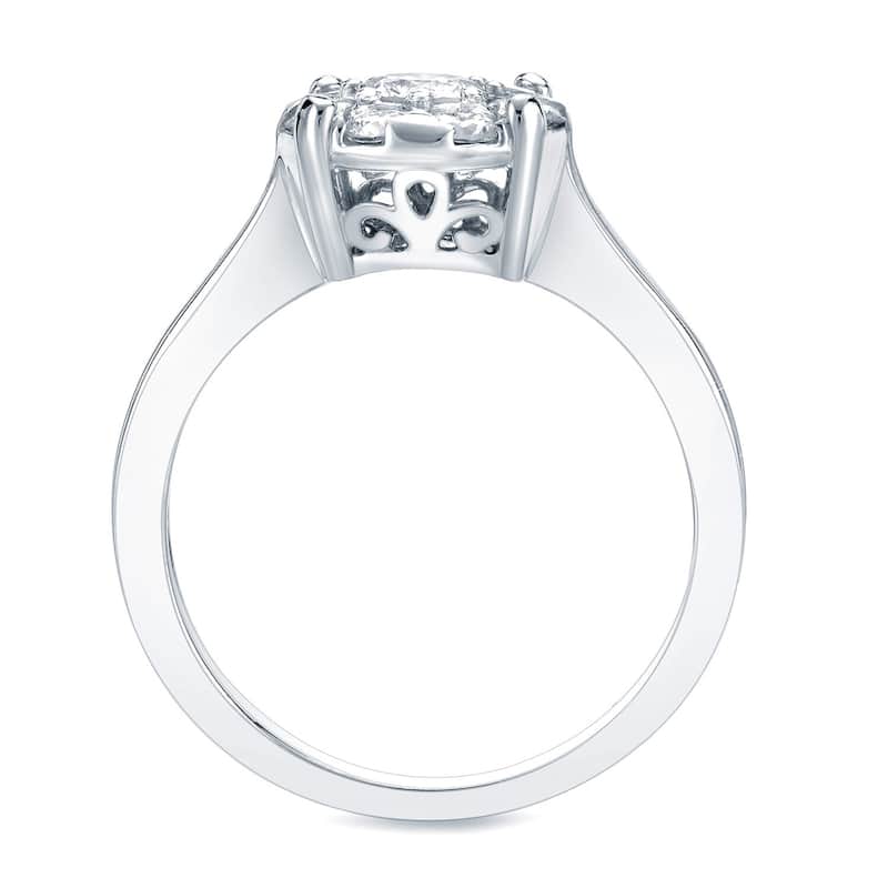 Auriya 14k Gold Round 3/4ctw Round Halo Cluster Diamond Engagement Ring