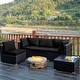preview thumbnail 53 of 61, Costway 5PCS Patio Rattan Furniture Set Cushioned Sofa & Chair Coffee Black