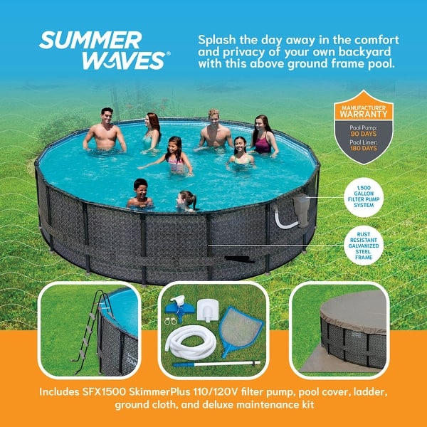 SUMMER WAVES 16FT ELITE FRAME POOL, 16FT ELITE FRAME POOL 