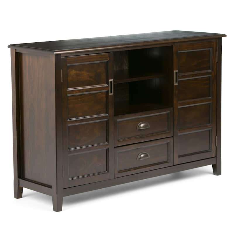 WYNDENHALL Portland SOLID WOOD 54 inch Wide Transitional TV Media Stand For TVs up to 60 inches - 54"w x 17.5"d x 36" h