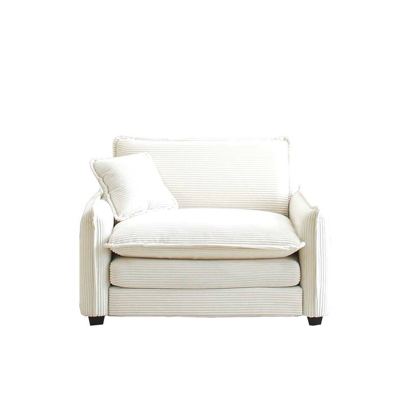 Living Room Accent Chair, Modern Corduroy Upholstered Leisure Armchair Pure Color Sofa Chair with Pillows and Removable Armrests