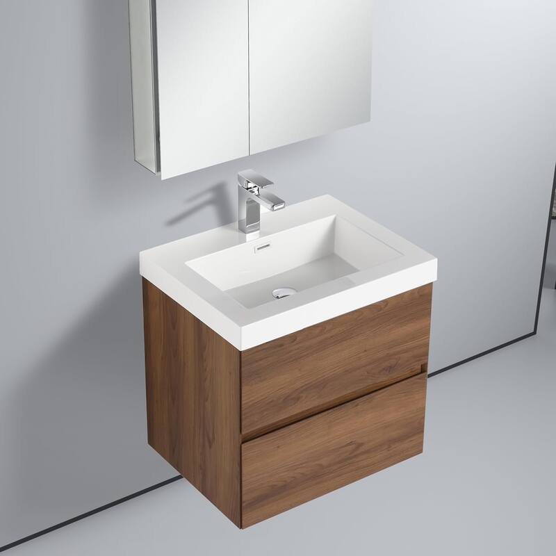 Blossom All Wood Wall Mounted Floating Bathroom Vanity with Sink
