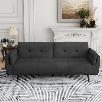 75" Convertible Sleeper Futon Sofa Bed With Adjustable Tufted Back