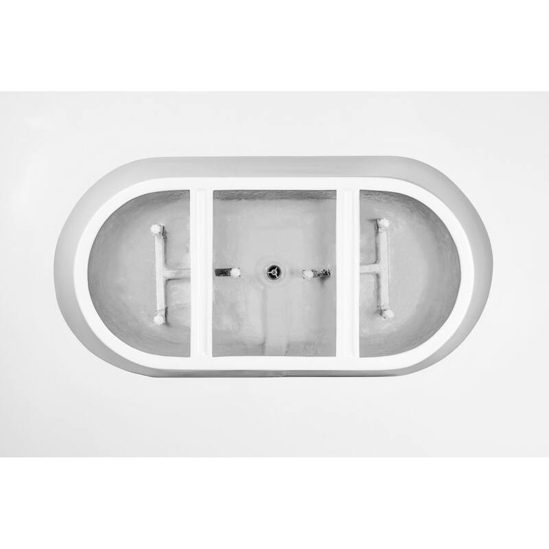 Vanity Art 59" Non-Slip Acrylic Freestanding Soaking Bathtub with Overflow & Pop-up Drain