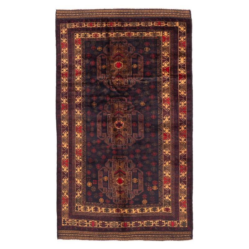 ECARPETGALLERY Hand-knotted Teimani Black Wool Rug - 3'7 x 6'5
