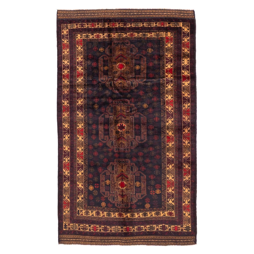 ECARPETGALLERY Hand-knotted Teimani Black Wool Rug - 3'7 x 6'5